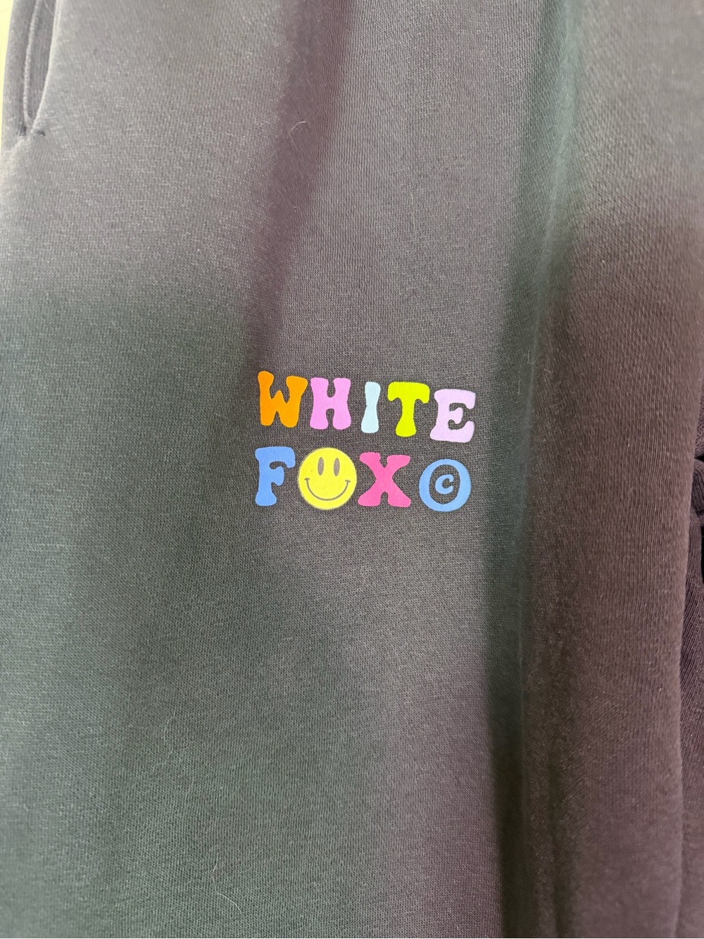 White Fox Black Smiley Logo Oversized Sweatpants Size Small